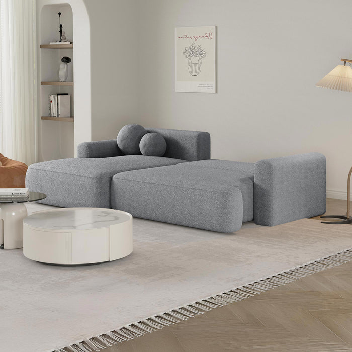 ANAIS Canapé d'angle convertible en tissu bouclette gris - Angle gauche