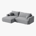 ANAIS Canapé d'angle convertible en tissu bouclette gris - Angle gauche