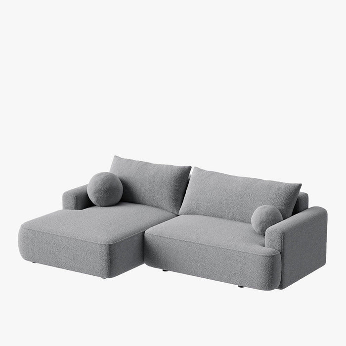 ANAIS Canapé d'angle convertible en tissu bouclette gris - Angle gauche