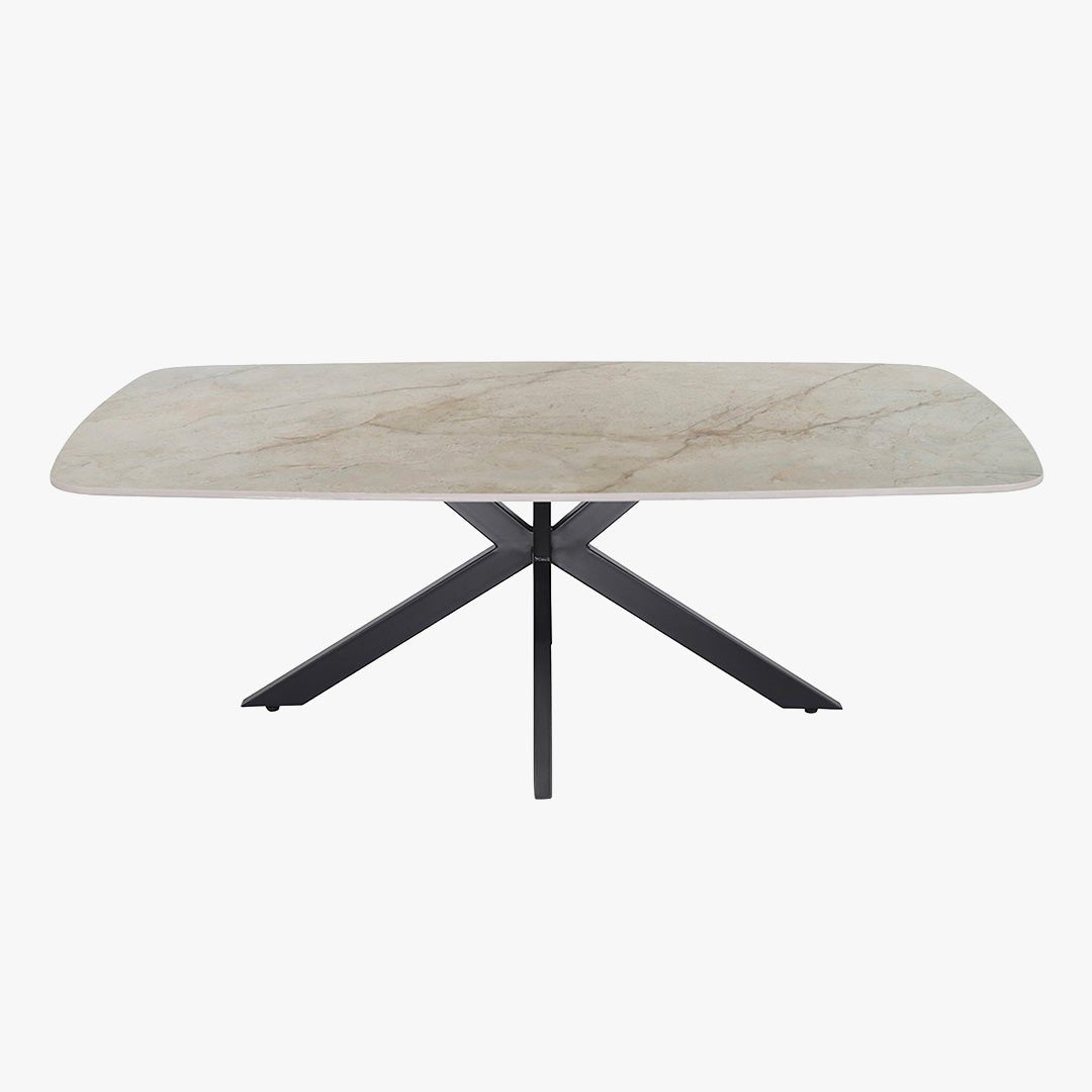 APOLLO Table basse ovale en pierre frittée beige 130 cm - Table basse - Mobilier Deco