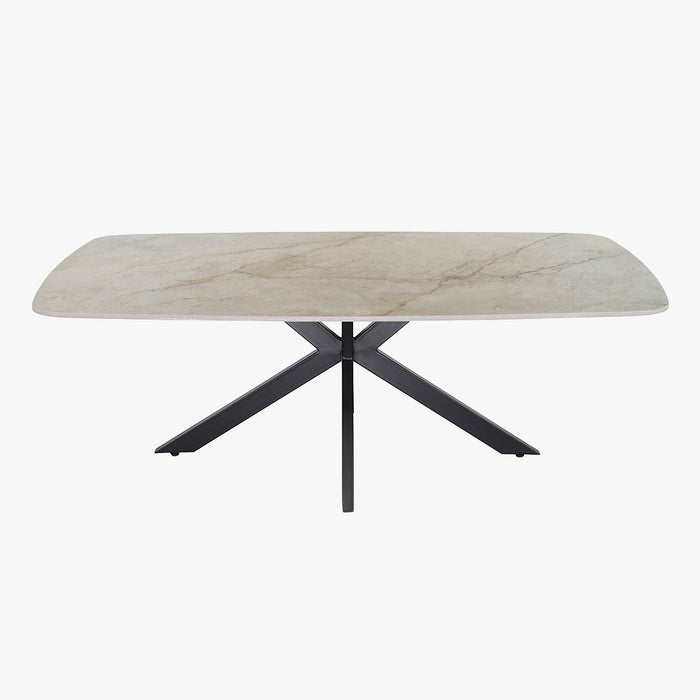 APOLLO Table basse ovale en pierre frittée beige 130 cm