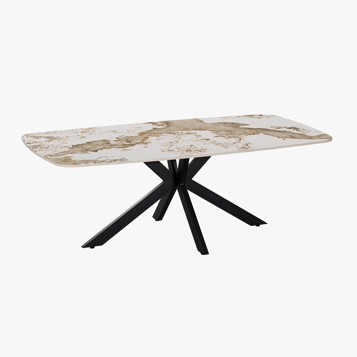 APOLLO Table basse ovale en pierre frittée blanc marbré 130 cm - Mobilier Deco