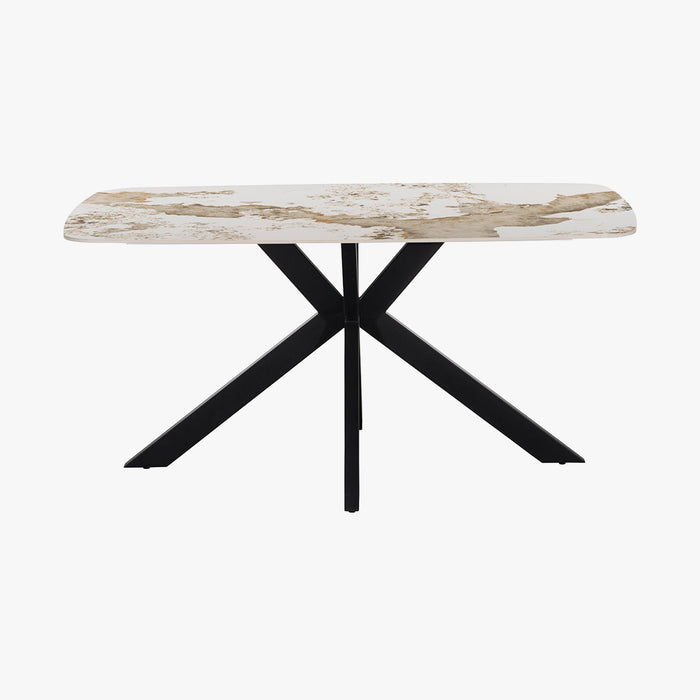 APOLLO XL Table à manger en pierre frittée blanc marbré 180 cm – vue 2