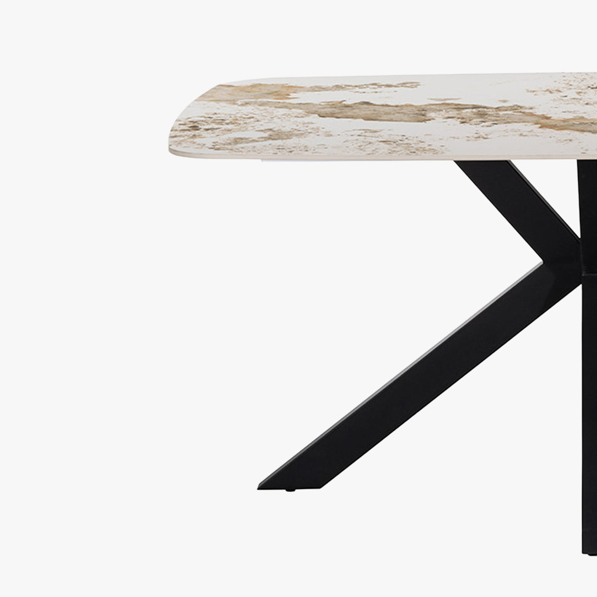 APOLLO XL Table à manger en pierre frittée blanc marbré 180 cm - Mobilier Deco