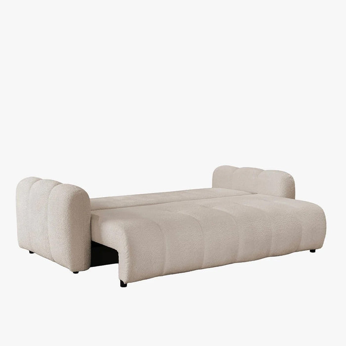 APRILIA Canapé 3 places convertible avec coffre en tissu bouclette beige