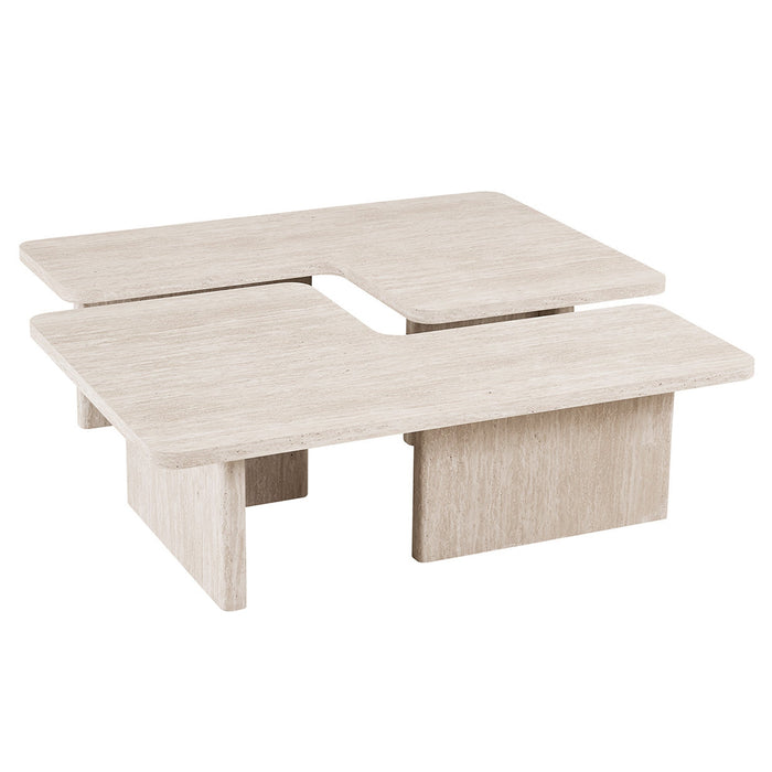 ARALLO Table basse modulable couleur travertin beige 120 cm