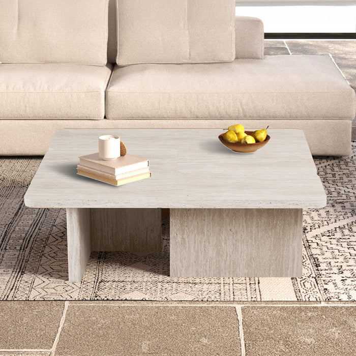 ARALLO Table basse modulable couleur travertin beige 120 cm