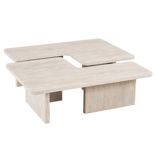 ARALLO Table basse modulable couleur travertin beige 120 cm