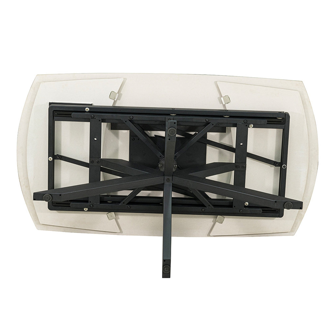 ARES Table à manger extensible en pierre frittée beige et métal noir - Table à manger - Mobilier Deco