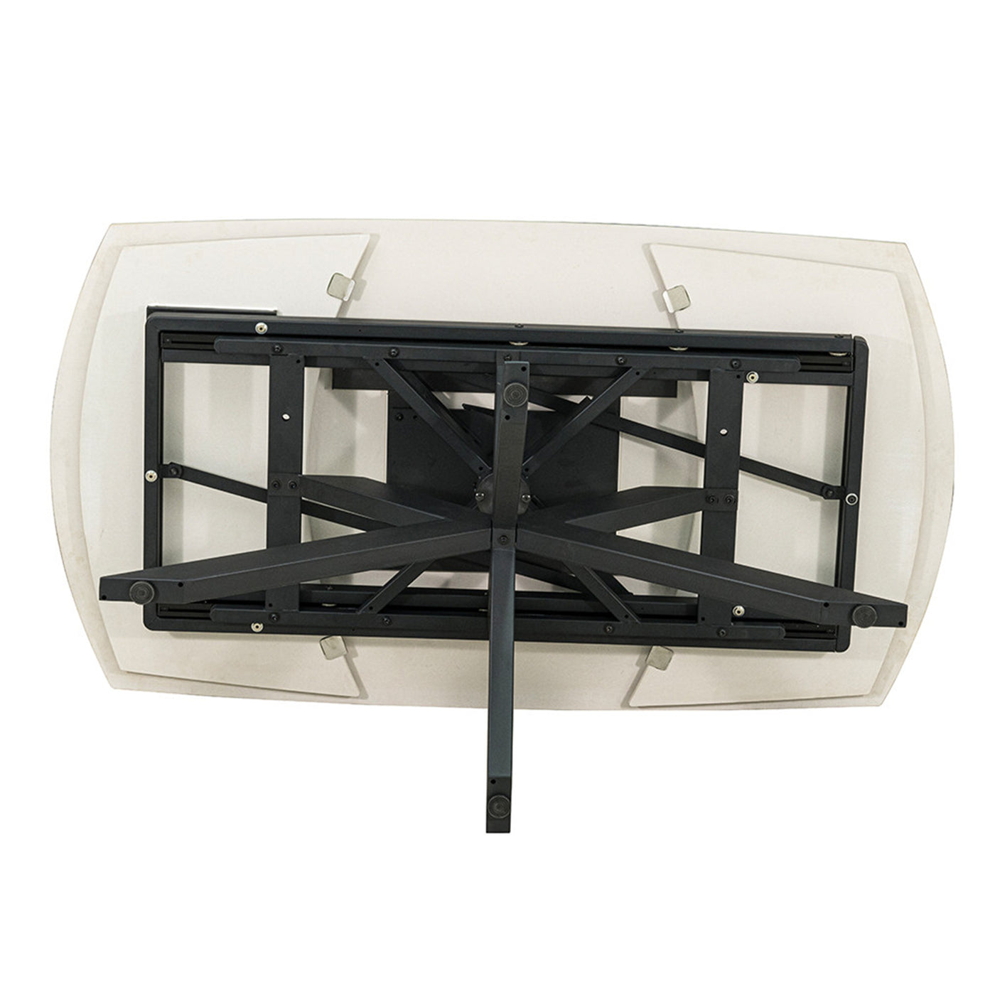 ARES Table à manger extensible en pierre frittée beige et métal noir