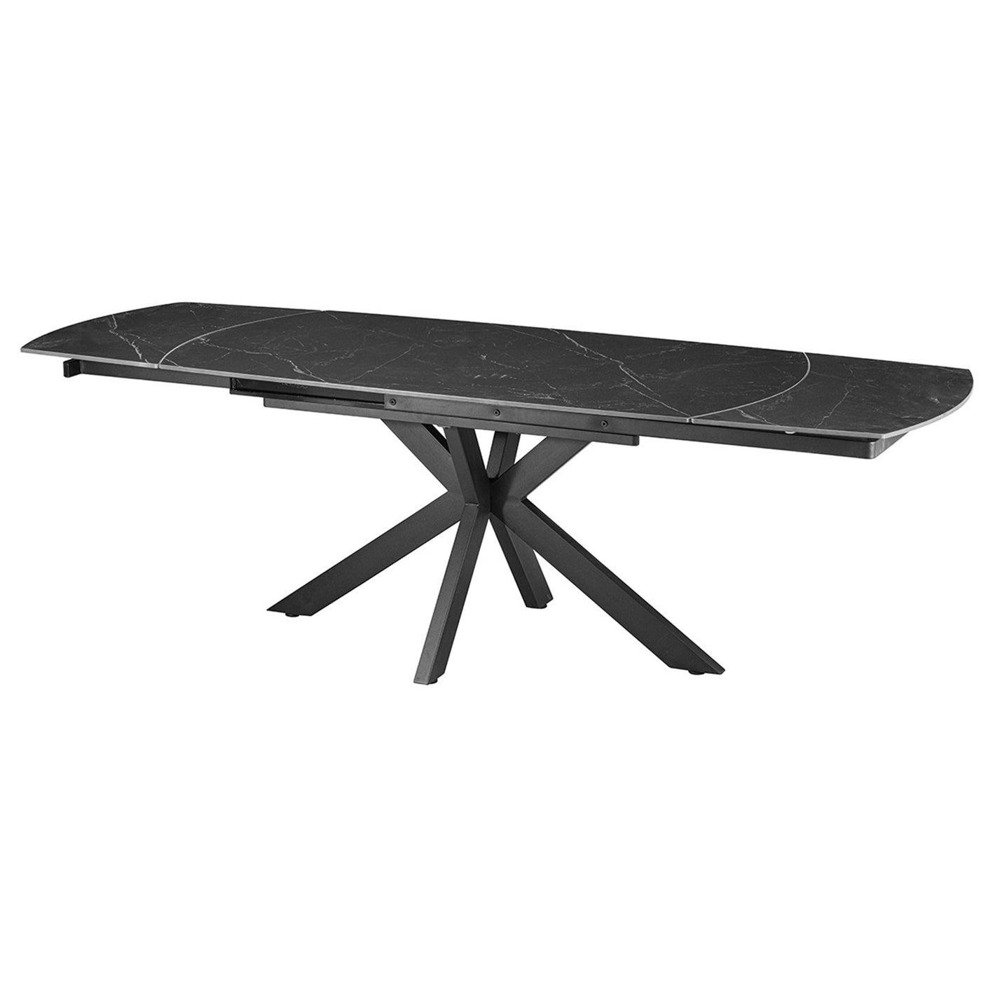 ARES Table à manger extensible en pierre frittée et métal noir - Table à manger - Mobilier Deco