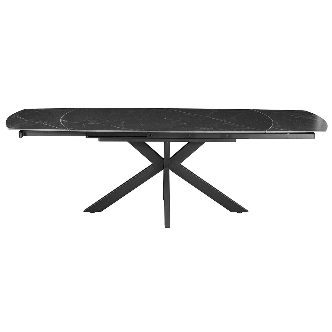 ARES Table à manger extensible en pierre frittée et métal noir - Table à manger - Mobilier Deco