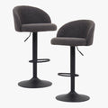 ARIA Lot de 2 tabourets en tissu bouclette gris anthracite piètement métal noir