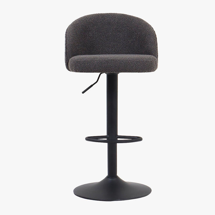 ARIA Lot de 2 tabourets en tissu bouclette gris anthracite piètement métal noir