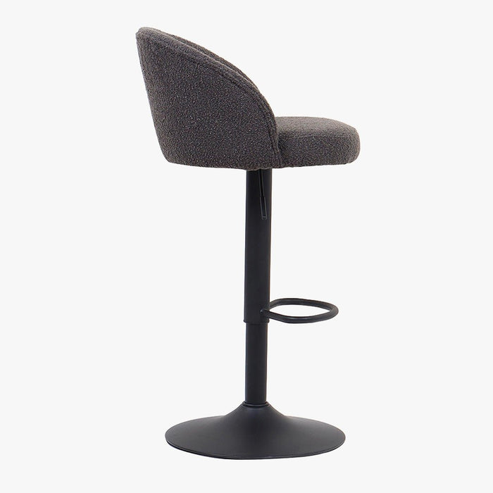 ARIA Lot de 2 tabourets en tissu bouclette gris anthracite piètement métal noir
