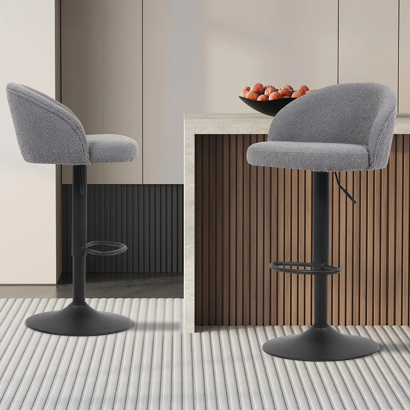 ARIA – Lots de 2 tabourets réglables tissu bouclette