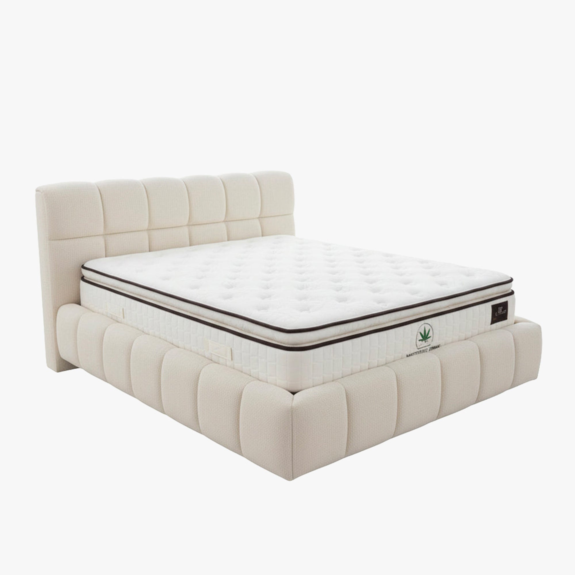 ARIONA Lit double en tissu beige avec coffre 140x190 cm - Lits - Mobilier Deco