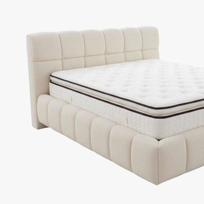 ARIONA Lit double en tissu beige avec coffre 180x200 cm