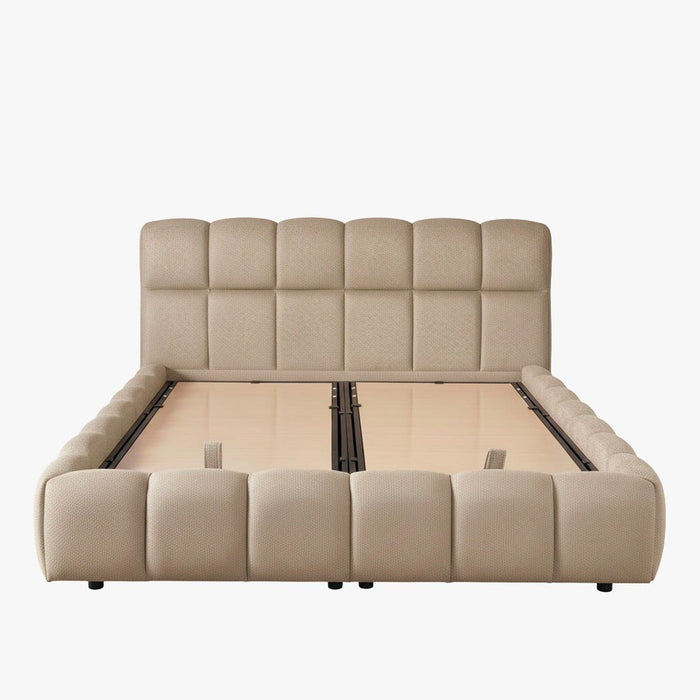 ARIONA Lit double en tissu taupe avec coffre 140x190 cm