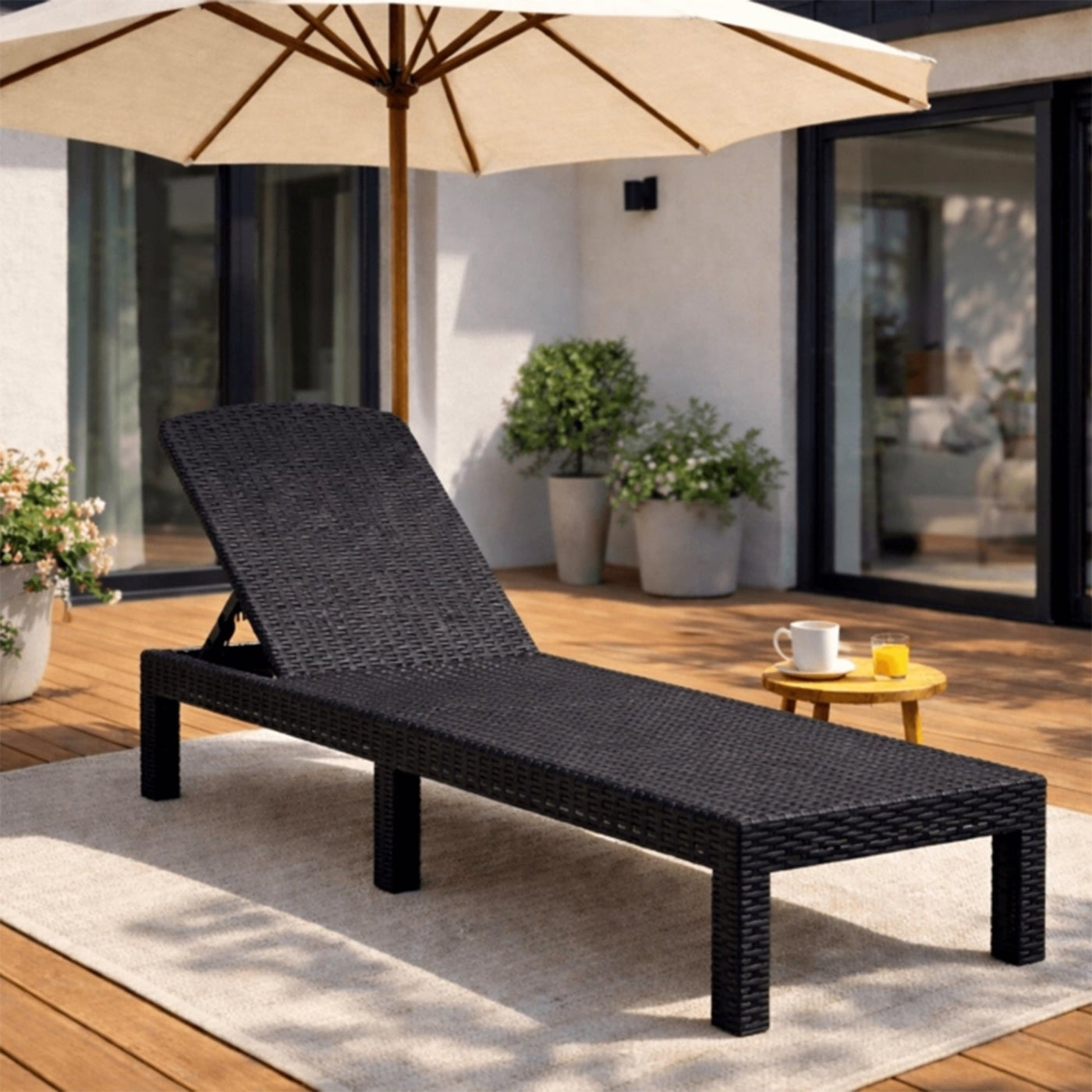 ARIZONA Fauteuil de jardin inclinable et pliable noir - Mobilier de jardin - Mobilier Deco