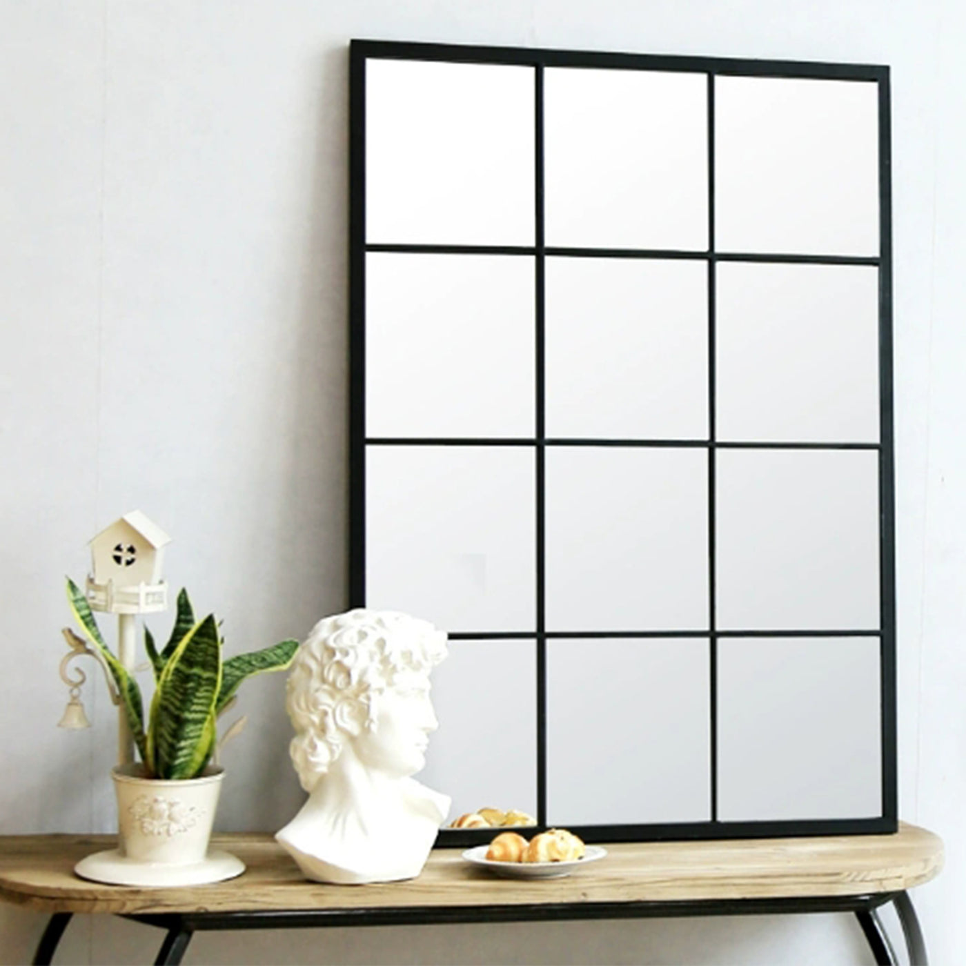 ARYA Miroir mural rectangulaire en fer noir 120x80 cm