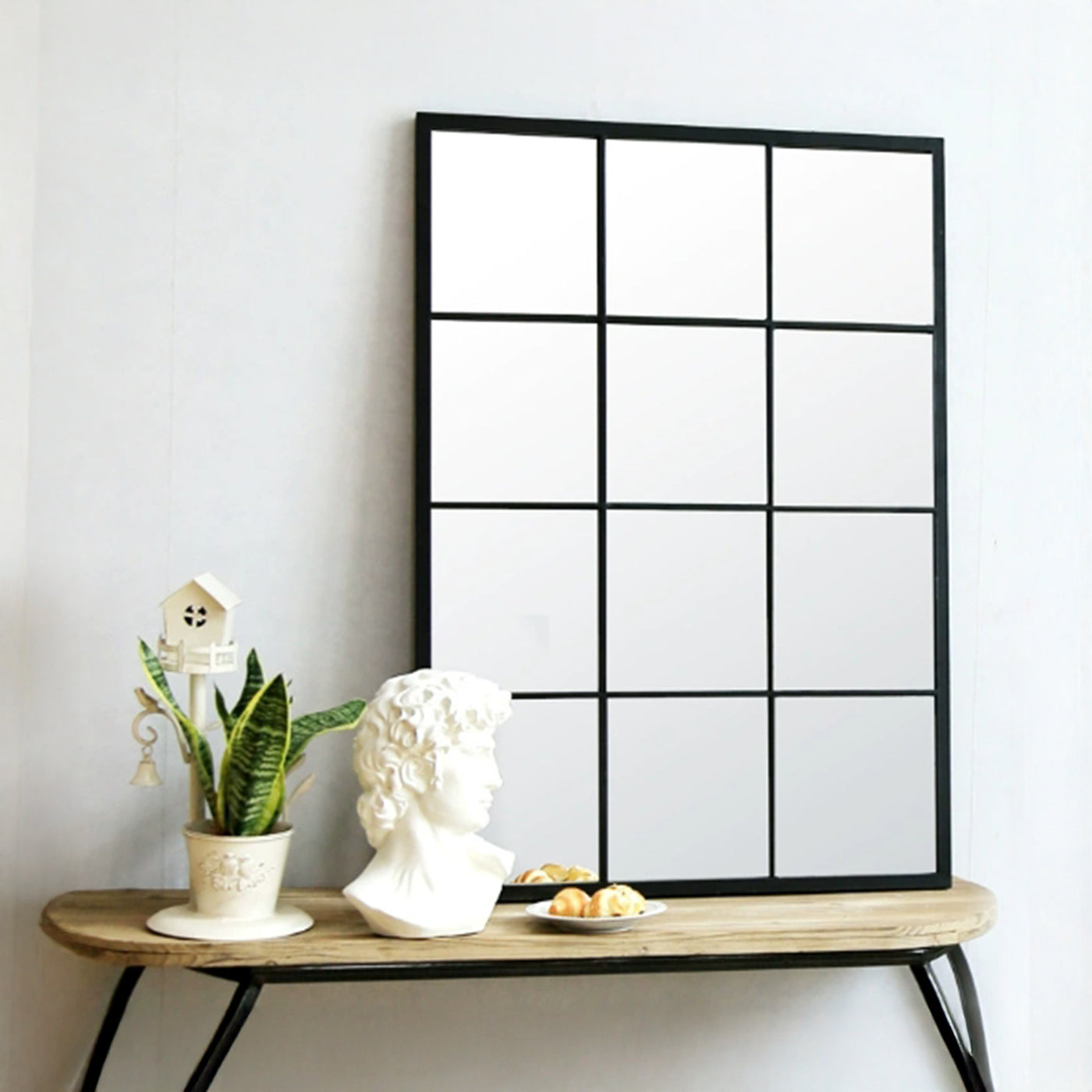 ARYA Miroir mural rectangulaire en fer noir 120x80 cm