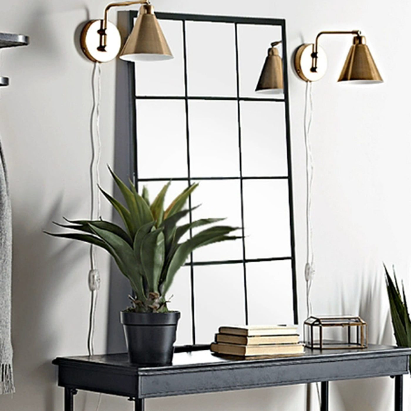 ARYA Miroir mural rectangulaire en fer noir 120x80 cm