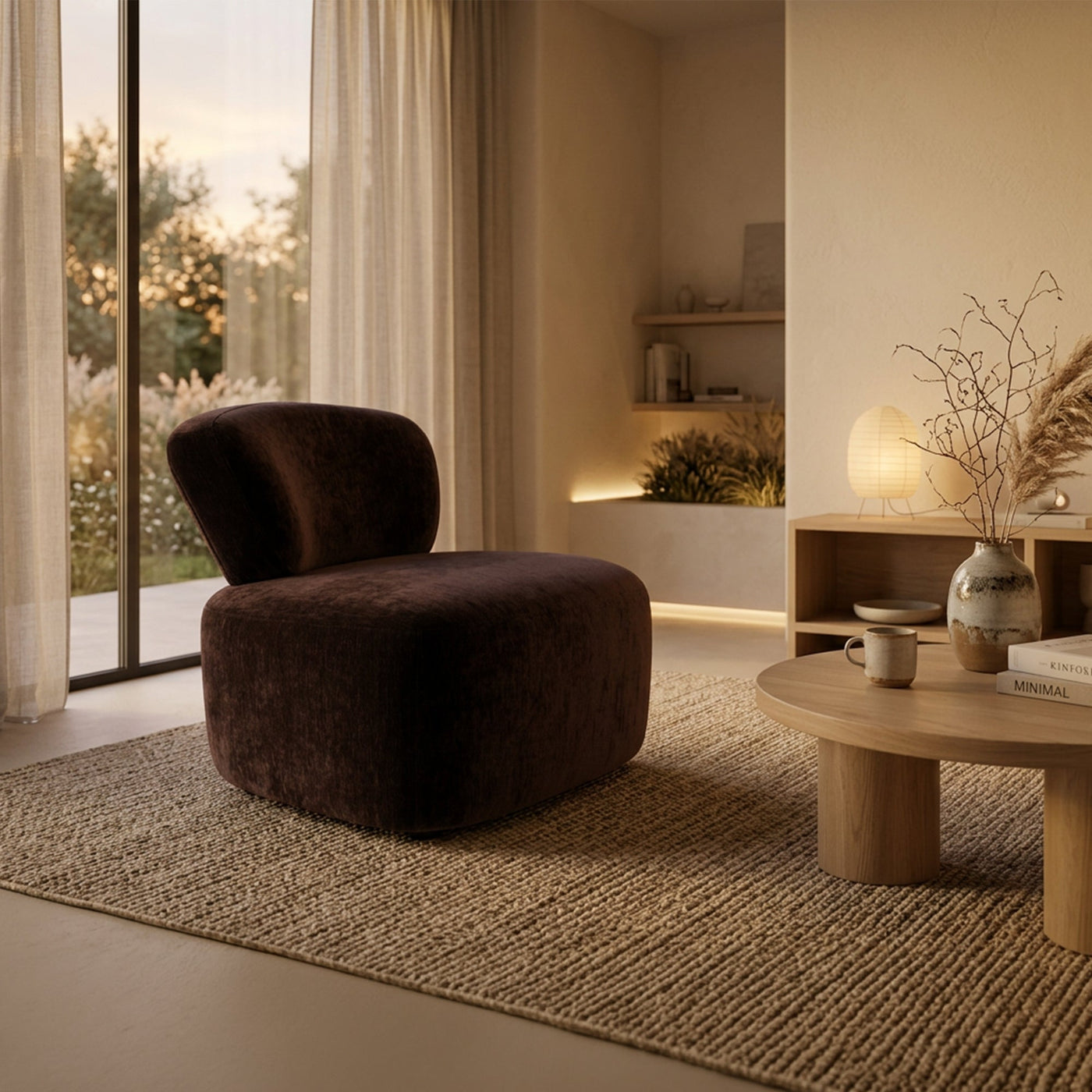 ASTON Fauteuil en tissu marron - Fauteuils - Mobilier Deco