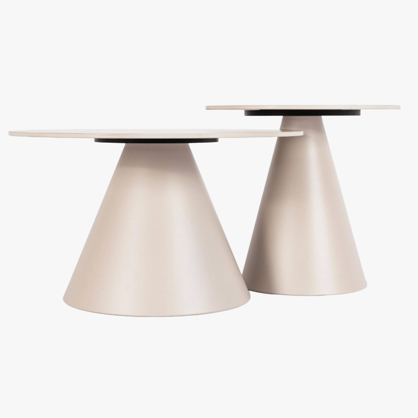 AVILA Lot de 2 tables couleur travertin pieds beige - Table basse - Mobilier Deco