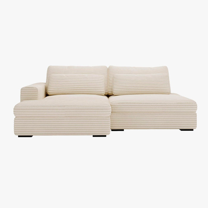 AYDA Canapé d'angle convertible avec coffre en velours gros côtelé beige - Angle gauche