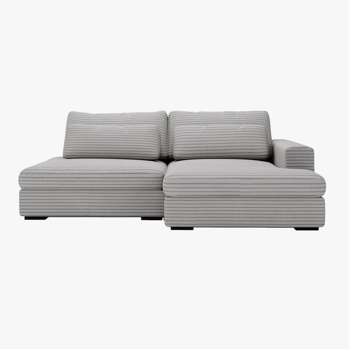 AYDA Canapé d'angle convertible avec coffre en velours gros côtelé gris clair - Angle droit
