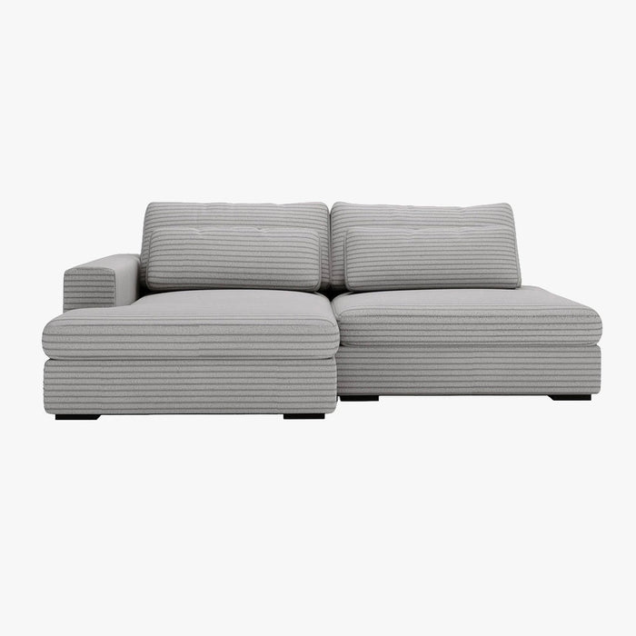 AYDA Canapé d'angle convertible avec coffre en velours gros côtelé gris clair - Angle gauche