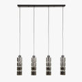 AYLI XL Suspension 4 lampes ajustables en verre fumé et métal noir 105x150 cm