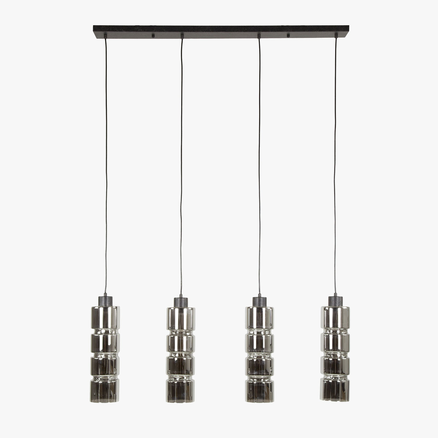 AYLI XL Suspension 4 lampes ajustables en verre fumé et métal noir 105x150 cm - Luminaires - Mobilier Deco