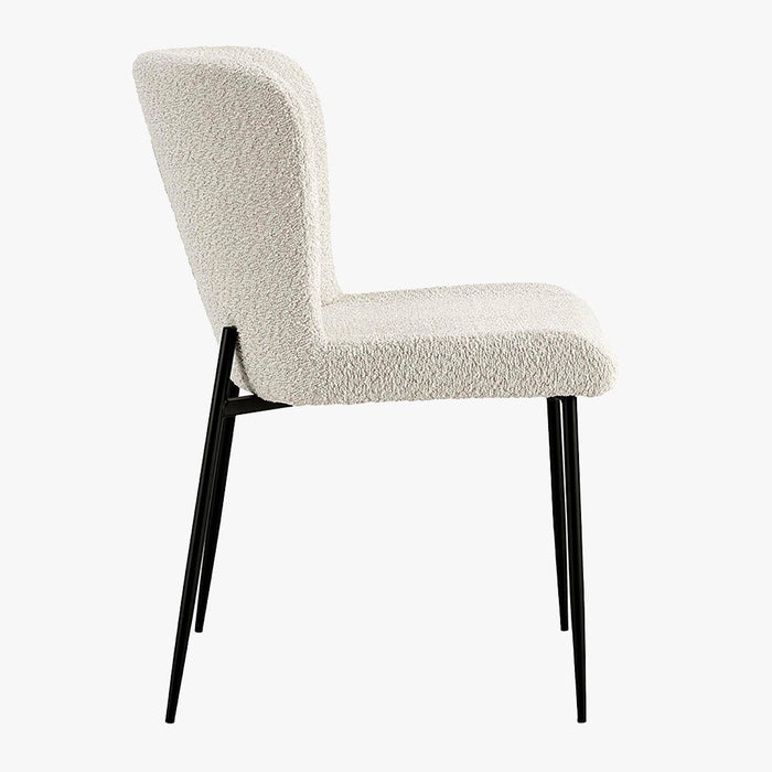 AZEL Lot de 2 chaises tissu bouclette blanc écru piètement métal noir