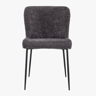 AZEL Lot de 2 chaises tissu bouclette gris anthracite piètement métal noir