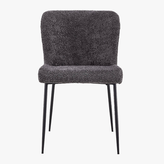 AZEL Lot de 2 chaises tissu bouclette gris anthracite piètement métal noir