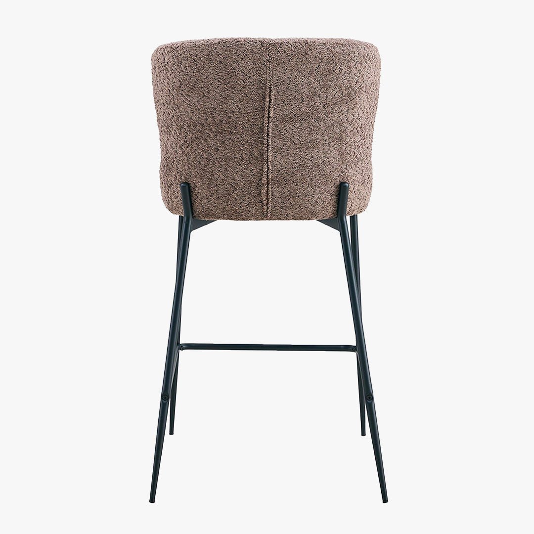 AZEL Lot de 2 tabourets tissu bouclette taupe piètement métal noir - Tabourets - Mobilier Deco