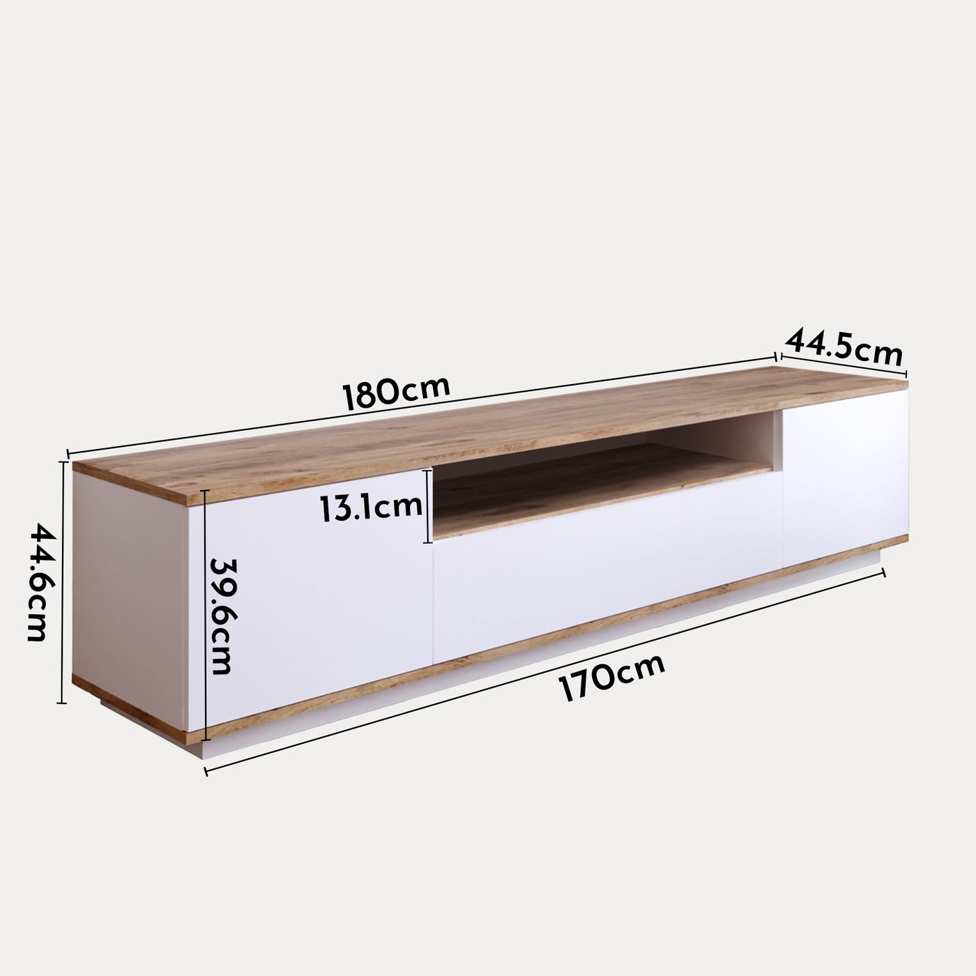 AZELIA Meuble TV 3 portes 1 niche couleur bois et blanc