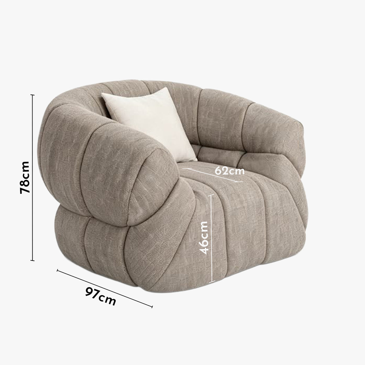 SIENA Fauteuil en tissu taupe