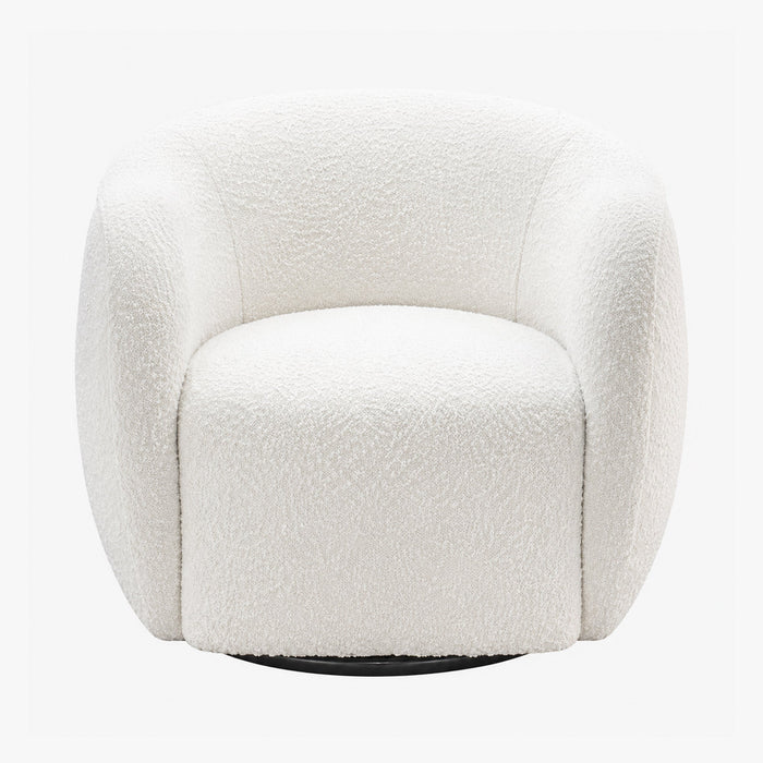 BARCY Fauteuil cabriolet pivotant effet peau de mouton blanc
