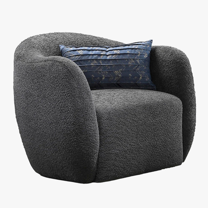 BARCY Fauteuil cabriolet pivotant effet peau de mouton gris foncé