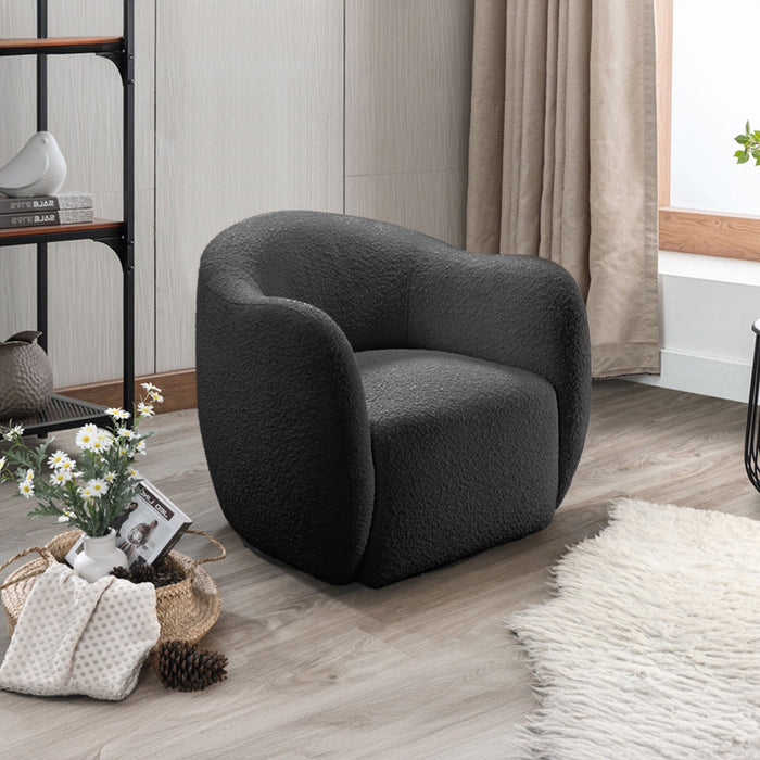 BARCY Fauteuil cabriolet pivotant effet peau de mouton gris foncé