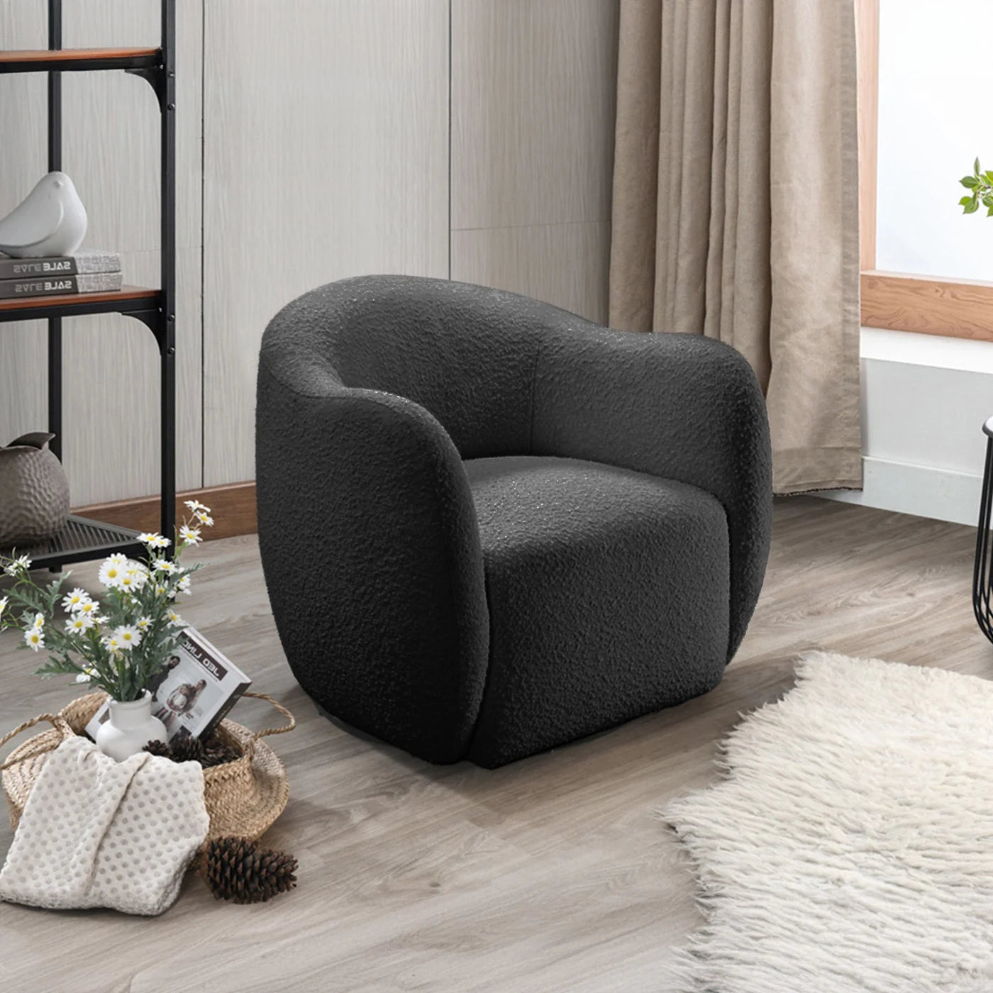 BARCY – Fauteuils cabriolet pivotants en tissu bouclette