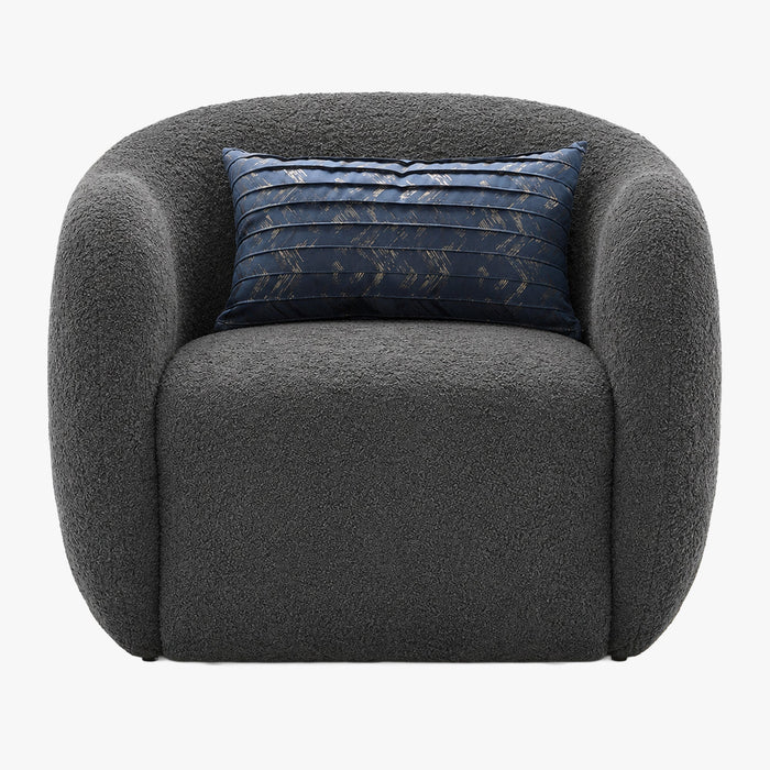 BARCY Fauteuil cabriolet pivotant effet peau de mouton gris foncé