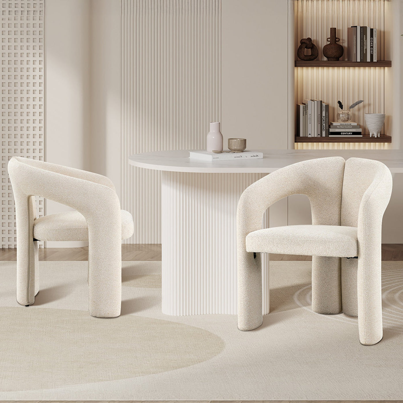 BEJA Fauteuil en tissu bouclette beige - Fauteuils - Mobilier Deco