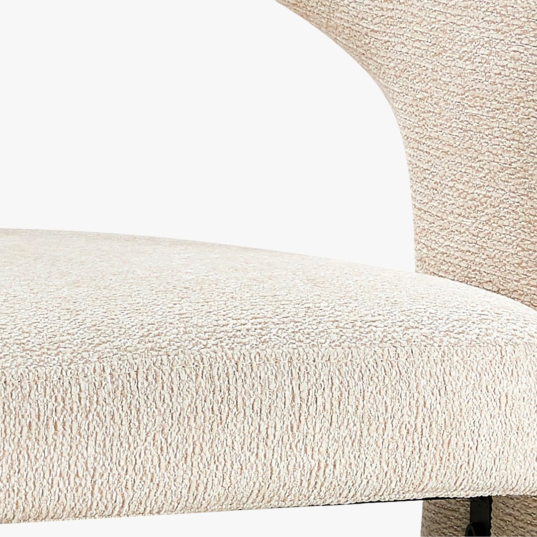 BEJA Fauteuil en tissu bouclette beige - Fauteuils - Mobilier Deco
