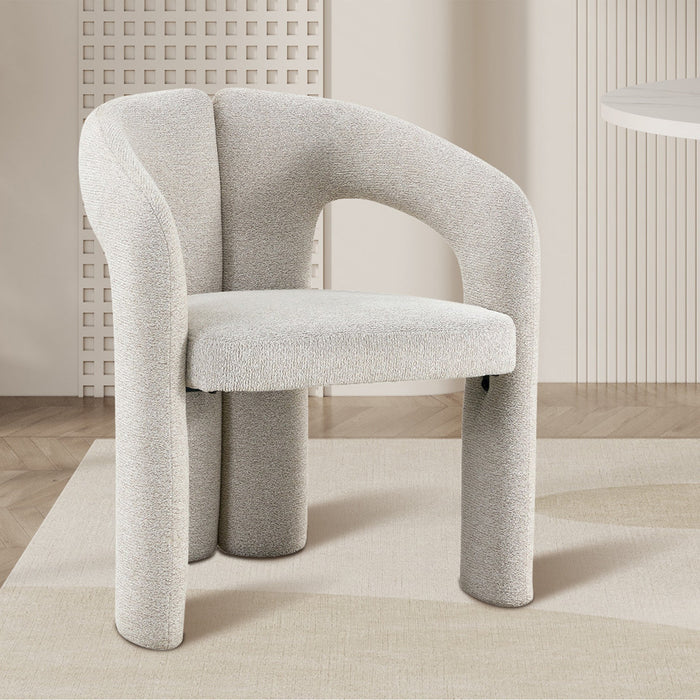 BEJA Fauteuil en tissu bouclette écru