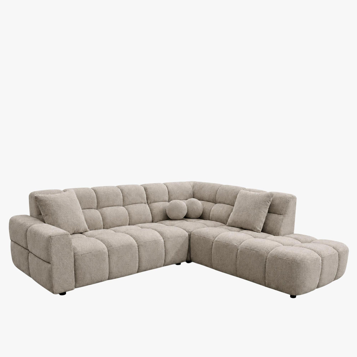 BELIZ Canapé d'angle en tissu beige - Angle droit - Canapés d'angle - Mobilier Deco