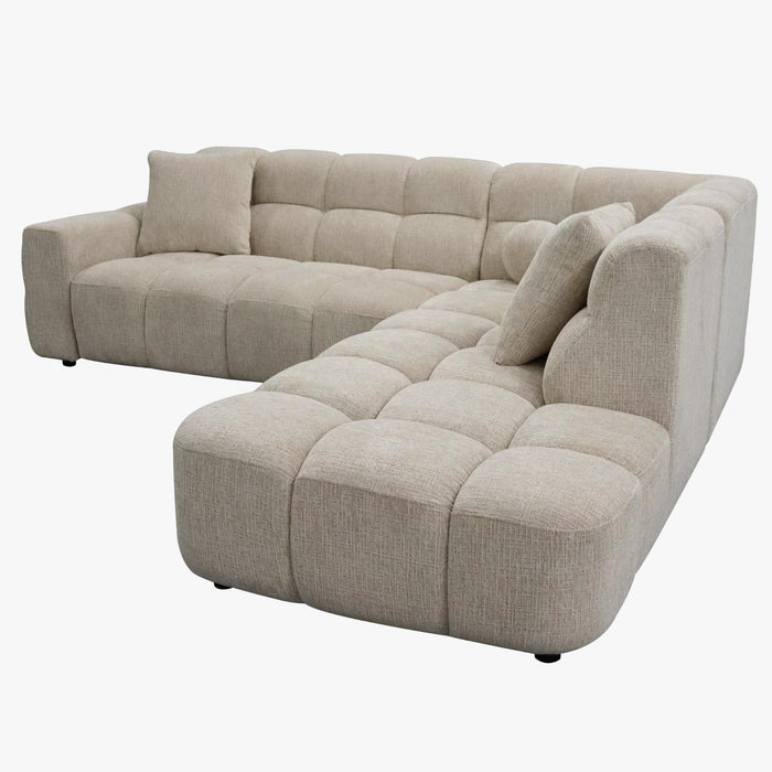 BELIZ Canapé d'angle en tissu beige - Angle droit